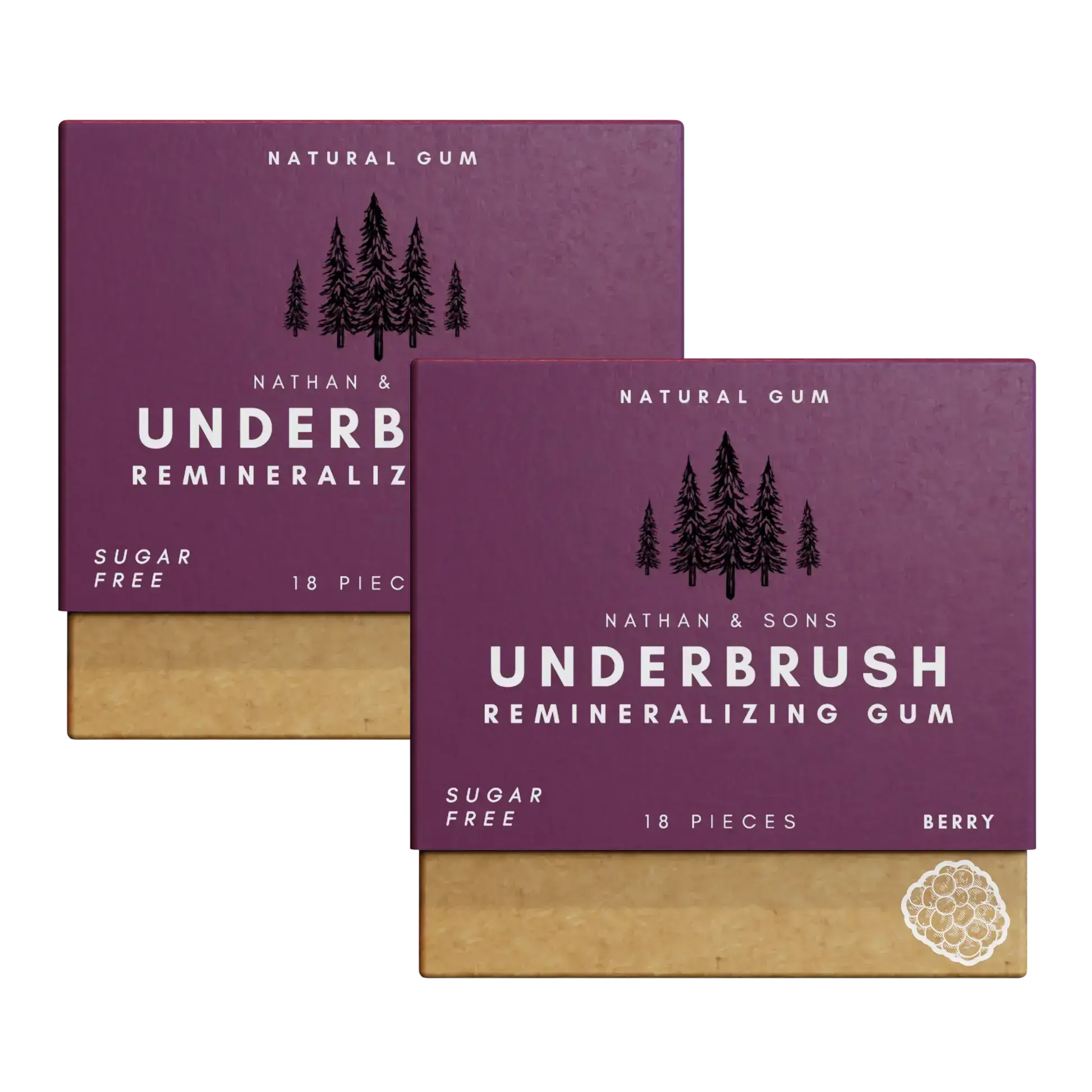 2 Pack of Nathan & Sons Underbrush Remineralizing Gum Berry flavor