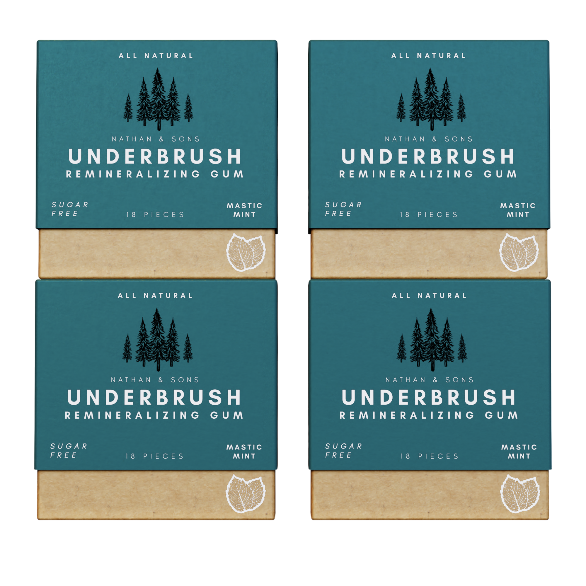 Four-pack of Underbrush Mastic Mint flavor