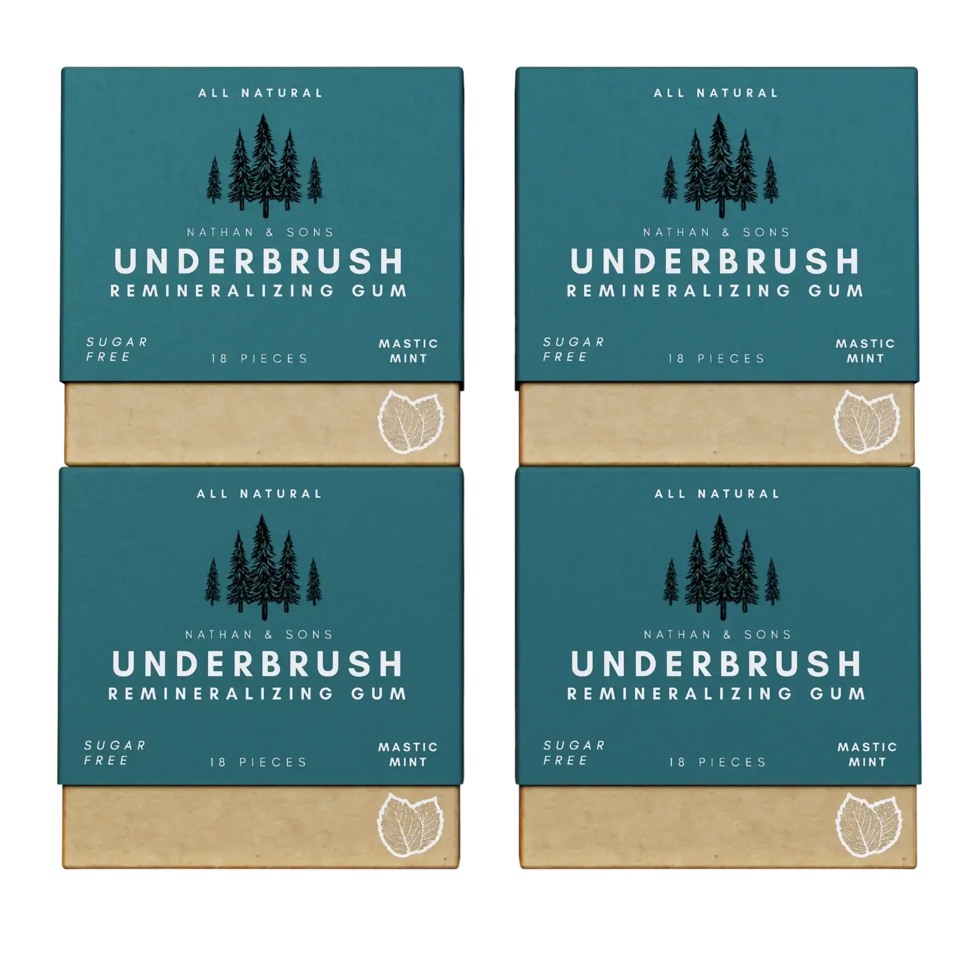 4 Pack of Nathan & Sons Underbrush Remineralizing Gum Mastic Mint flavor