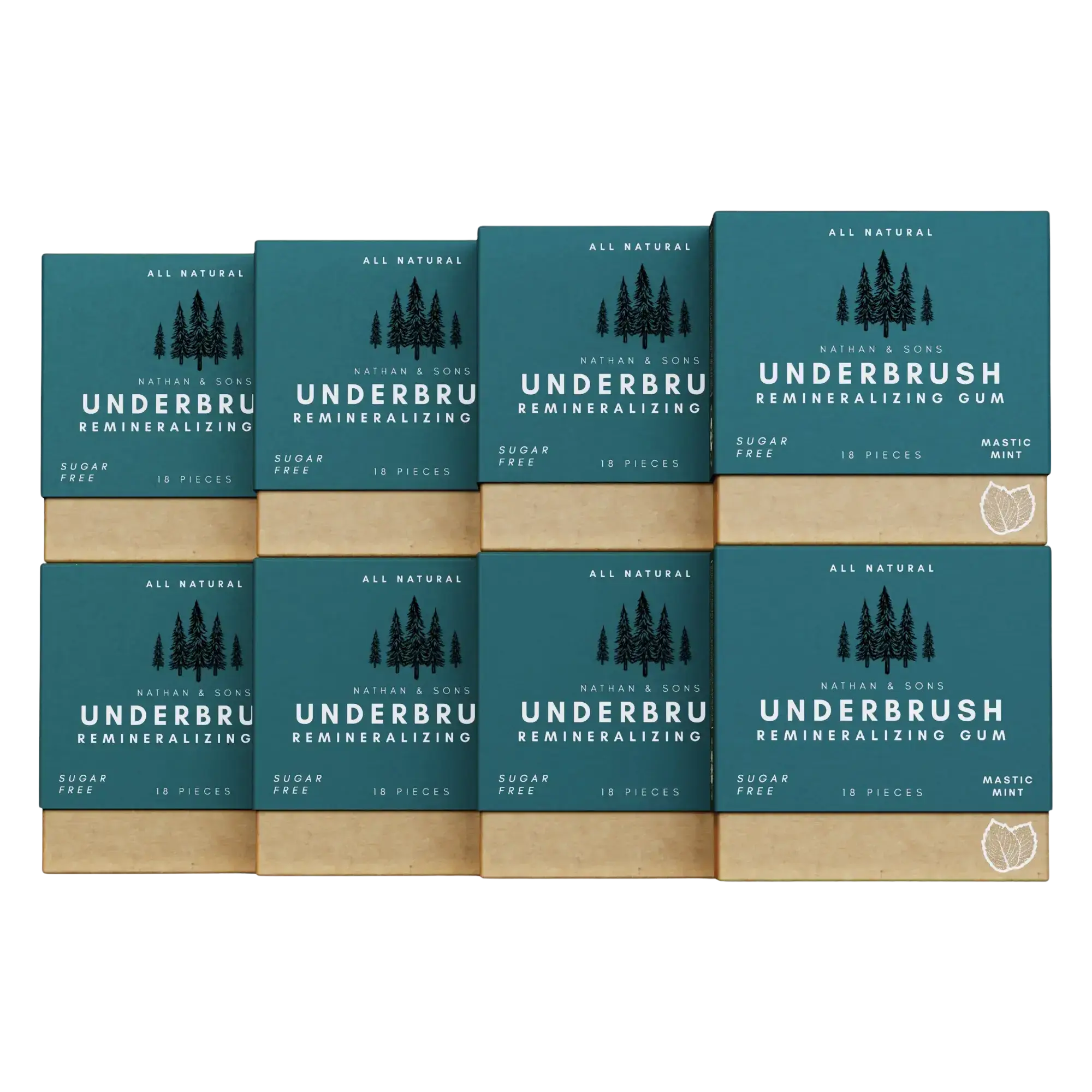 8 Pack of Nathan & Sons Underbrush Remineralizing Gum Mastic Mint flavor