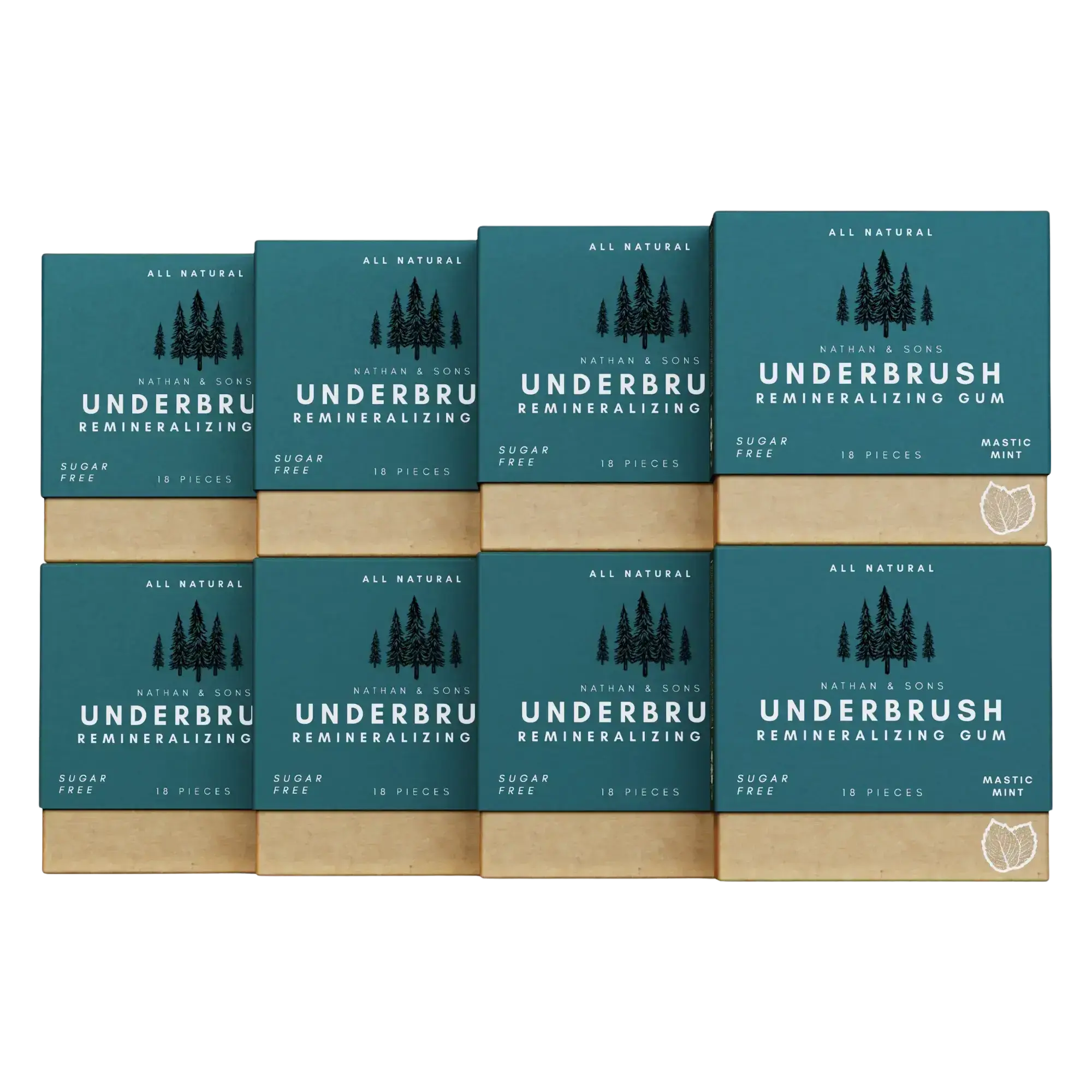 8 Pack of Nathan & Sons Underbrush Remineralizing Gum Mastic Mint flavor