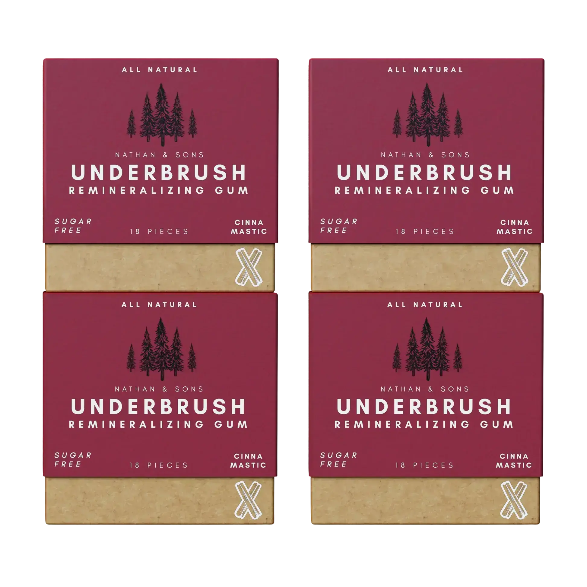 4 Pack of Nathan & Sons Underbrush Remineralizing Gum Cinna-Mastic flavor