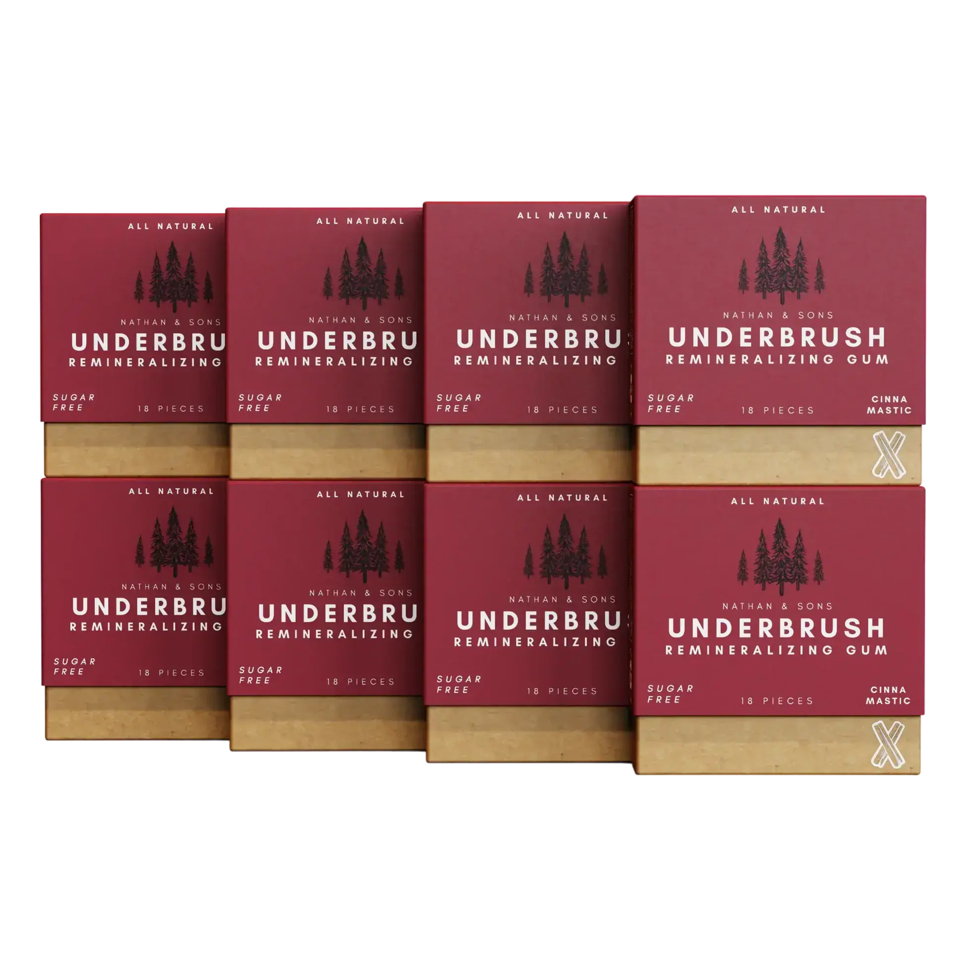 8 Pack of Nathan & Sons Underbrush Remineralizing Gum Cinna-Mastic flavor