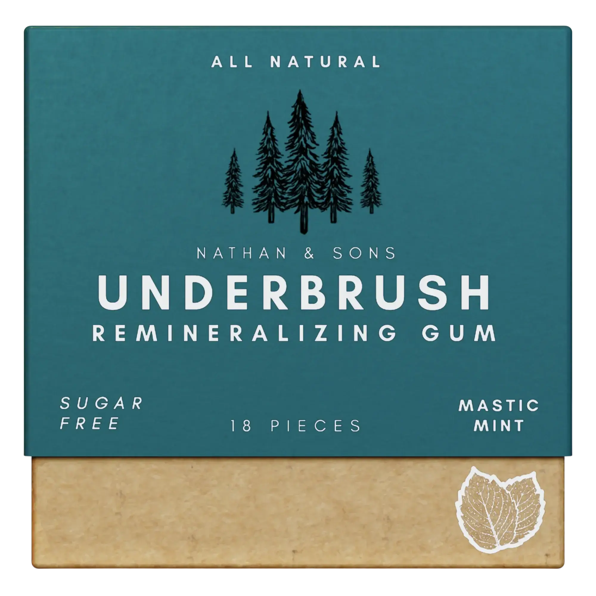Box of Nathan & Sons Underbrush Remineralizing Gum Mastic Mint flavor