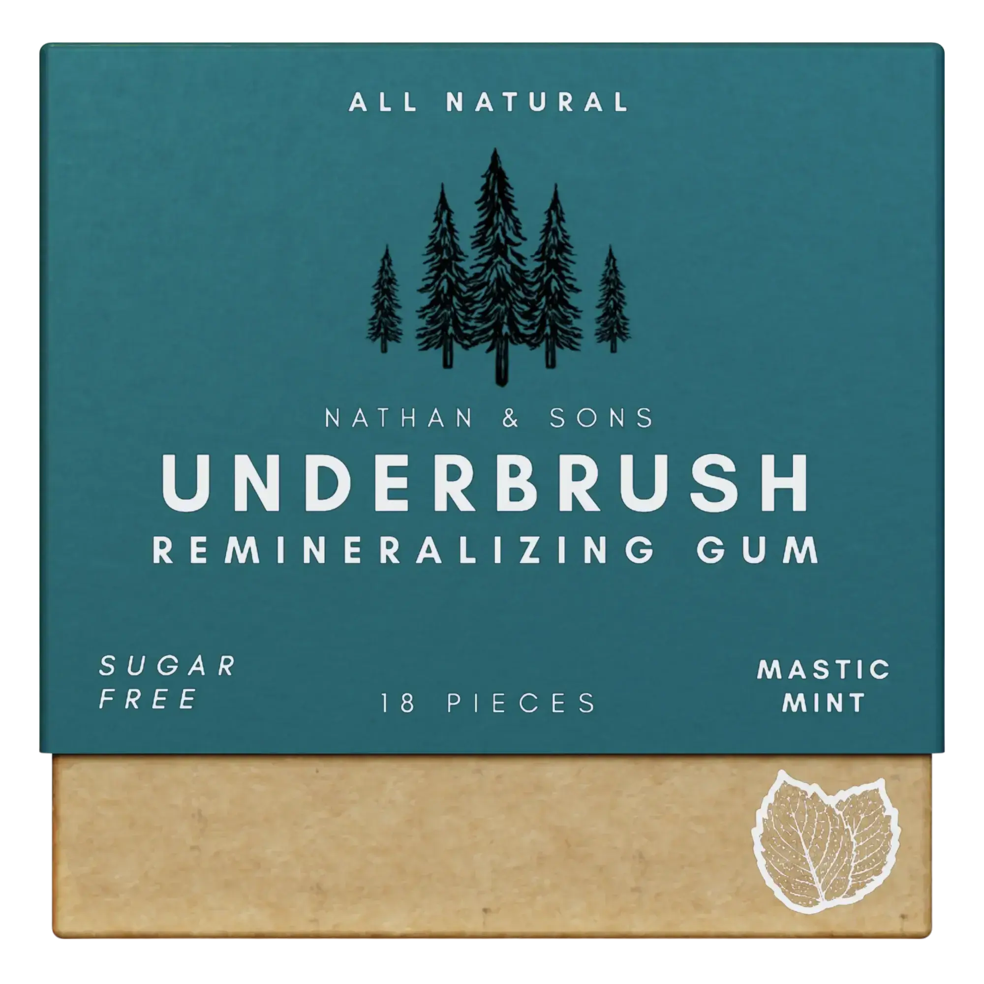 Box of Nathan & Sons Underbrush Remineralizing Gum Mastic Mint flavor