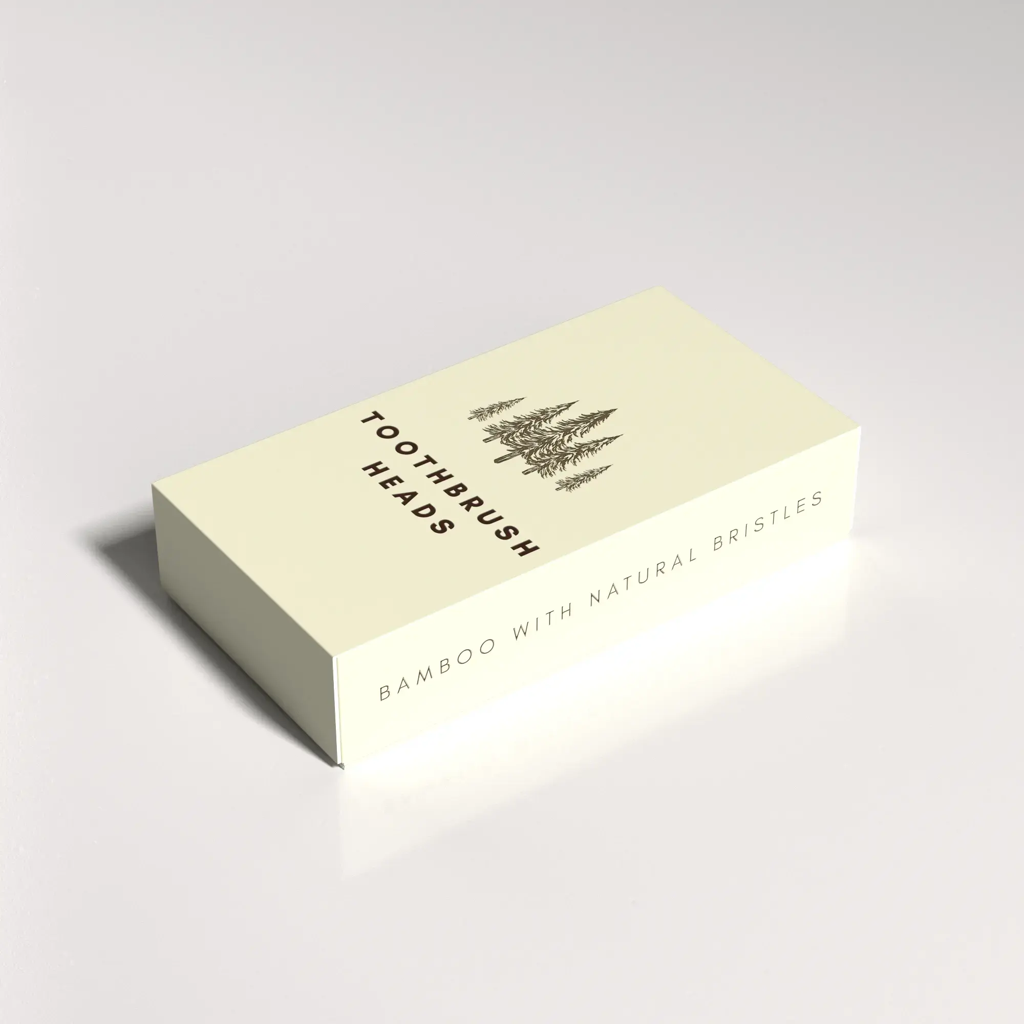Packaging of Nathan and Sons Toothbrush Heads featuring Pine trees