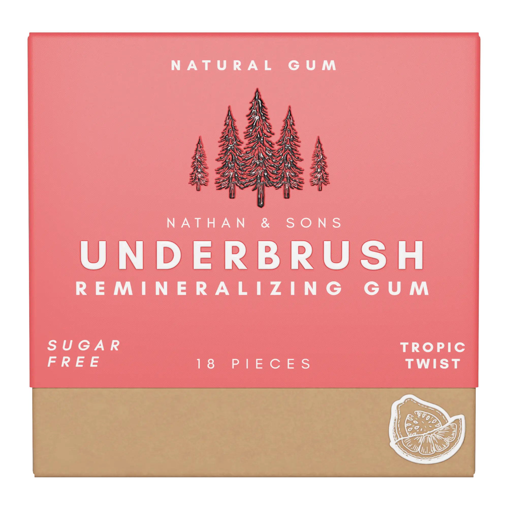 Box of Nathan & Sons Underbrush Remineralizing Gum Tropic Twist flavor #hidden