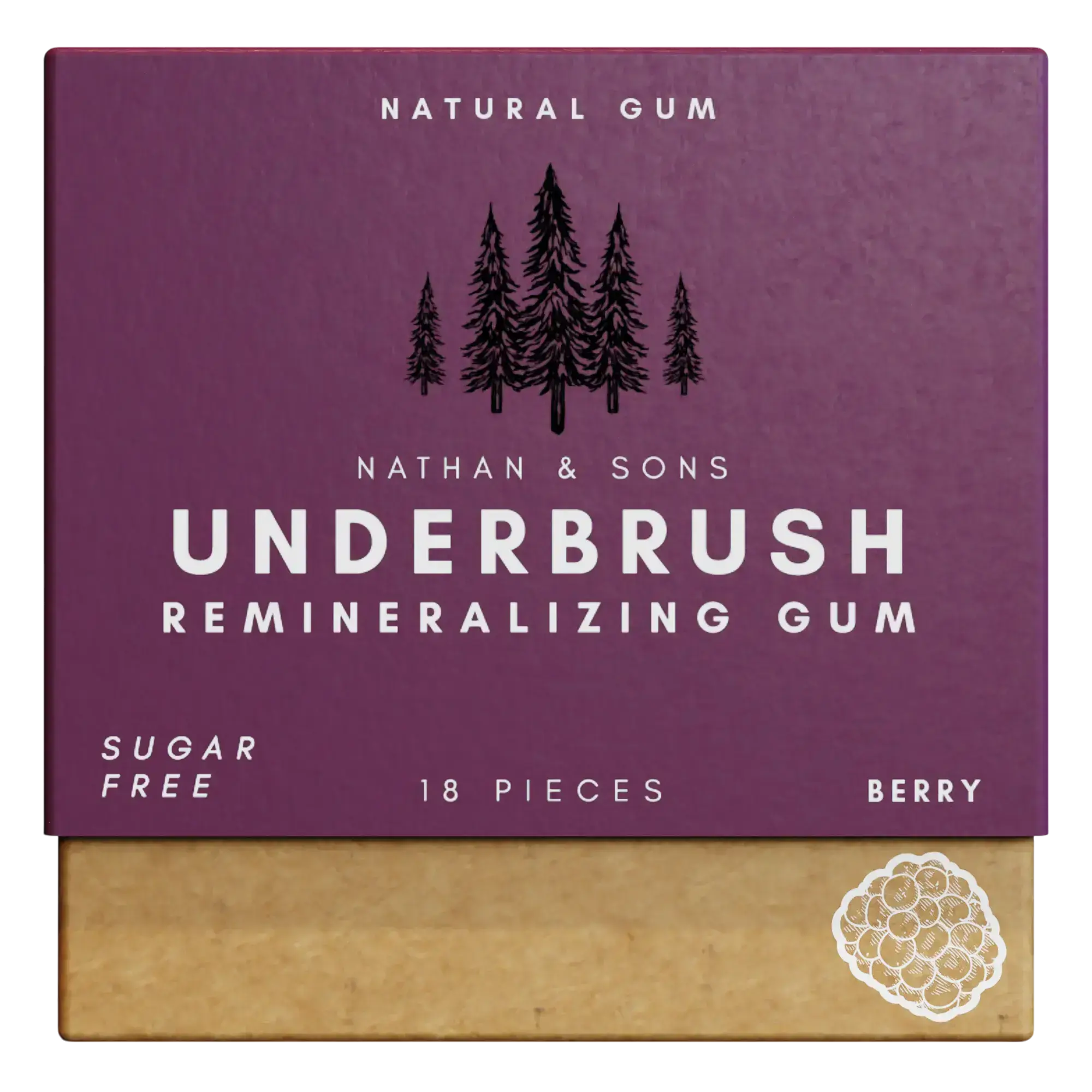 Box of Nathan & Sons Underbrush Remineralizing Gum Berry flavor