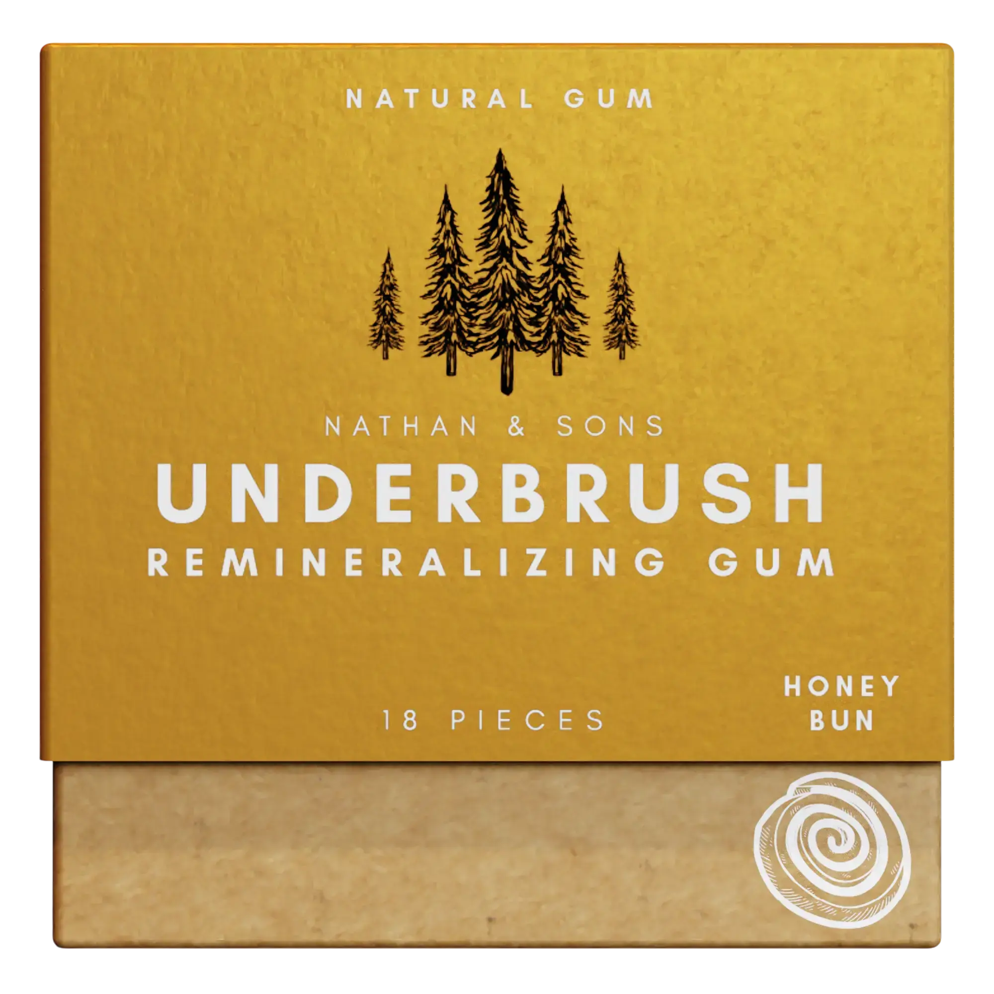 Box of Nathan & Sons Underbrush Remineralizing Gum Honey Bun flavor