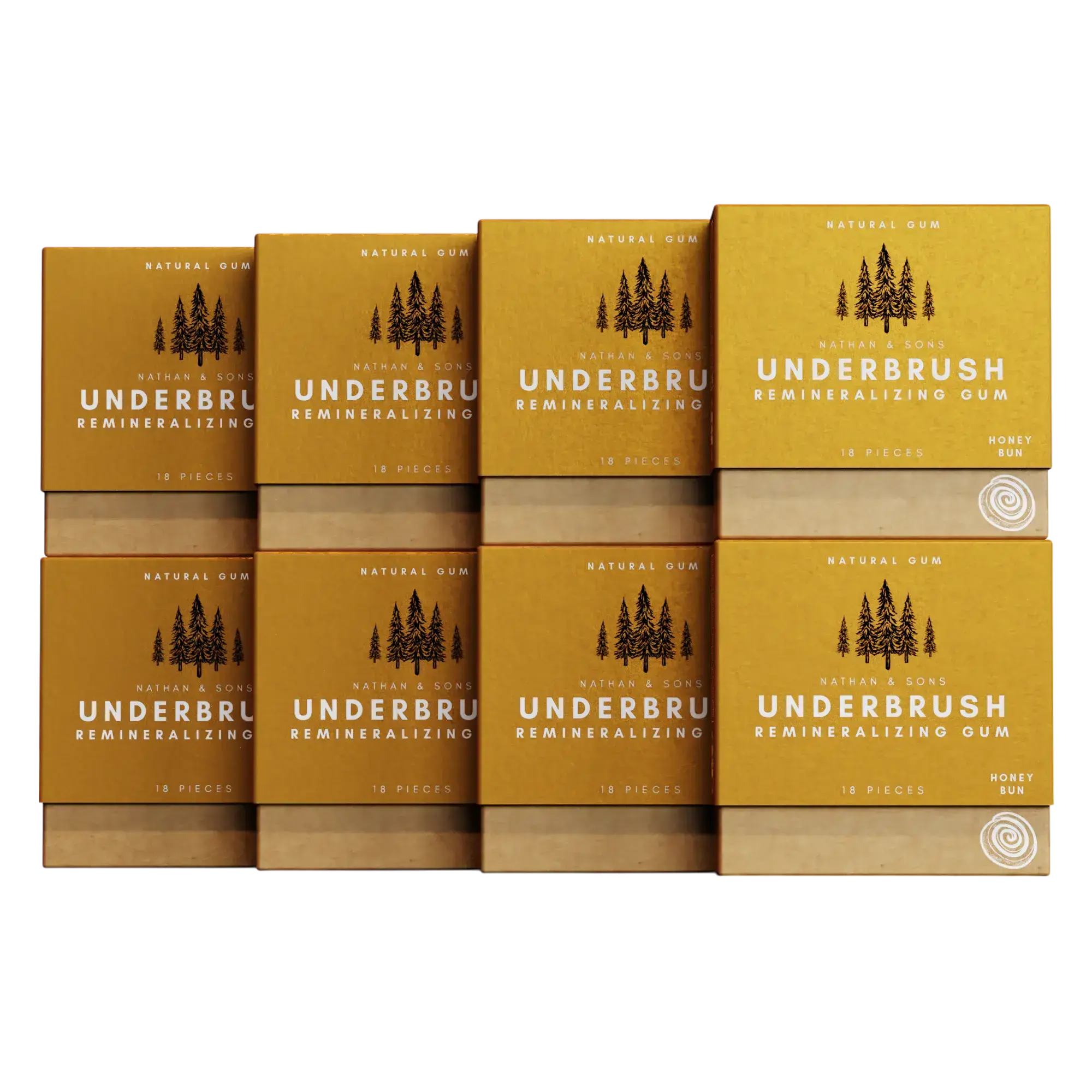 8 Pack of Nathan & Sons Underbrush Remineralizing Gum Honey Bun flavor