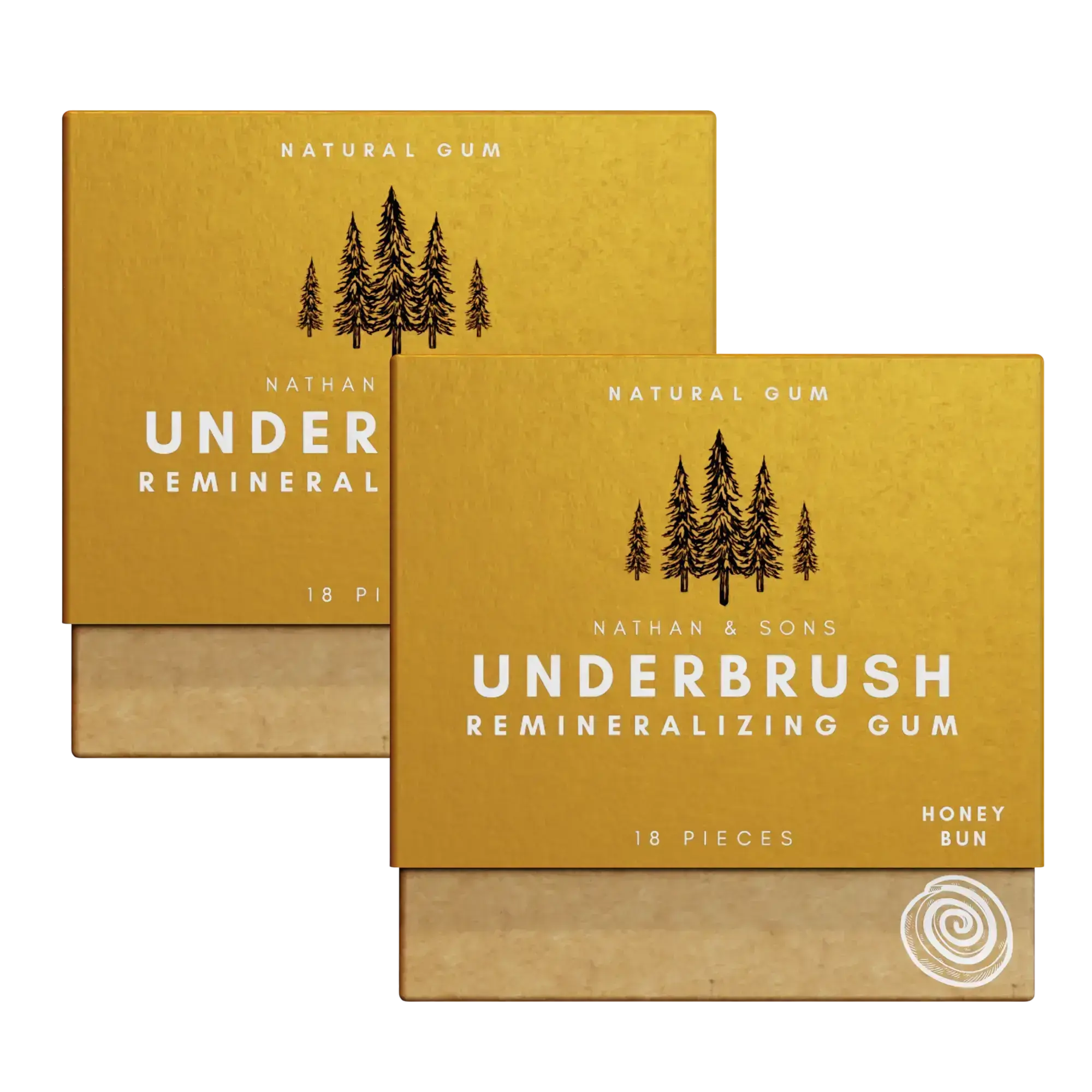 2 Pack of Nathan & Sons Underbrush Remineralizing Gum Honey Bun flavor