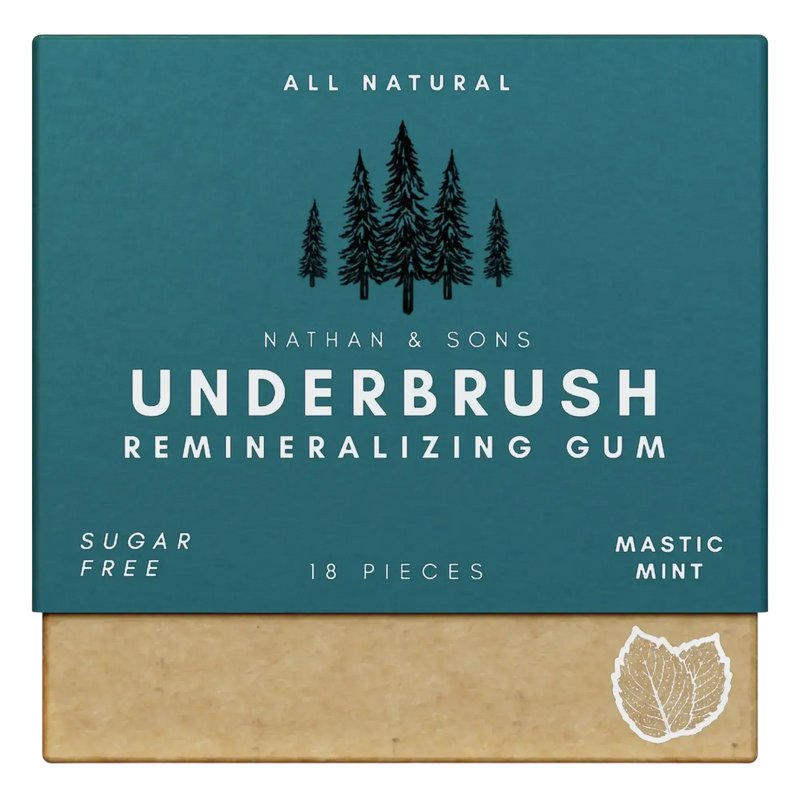 Box of Nathan & Sons Underbrush Remineralizing Gum Mastic Mint flavor