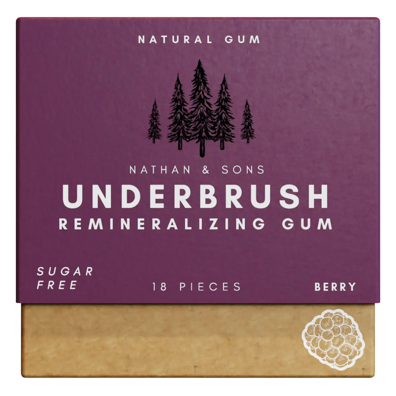 Box of Nathan & Sons Underbrush Remineralizing Gum Berry flavor