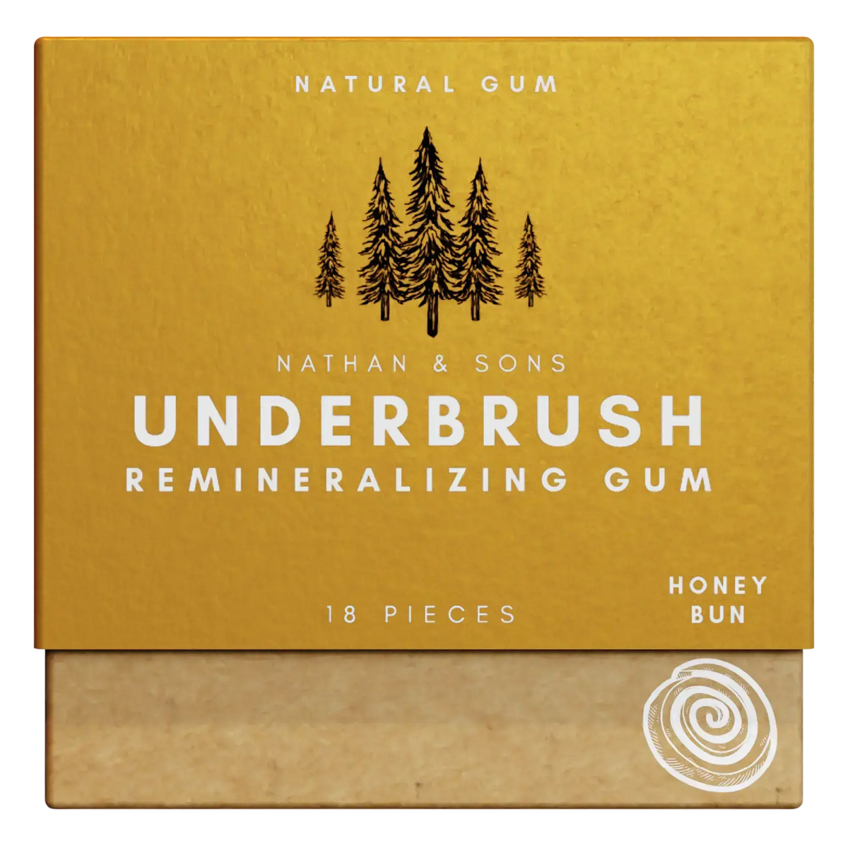 Box of Nathan & Sons Underbrush Remineralizing Gum Honey Bun flavor #hidden
